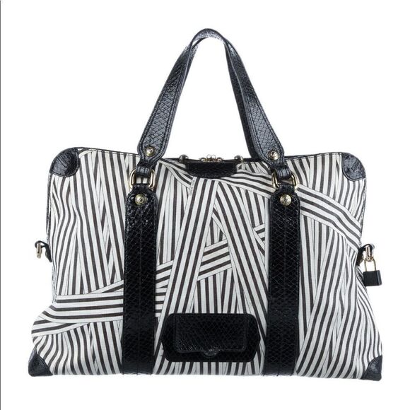 Henri Bendel Disturbed Stripe Laptop Bag/ Briefcase - Picture 1 of 13